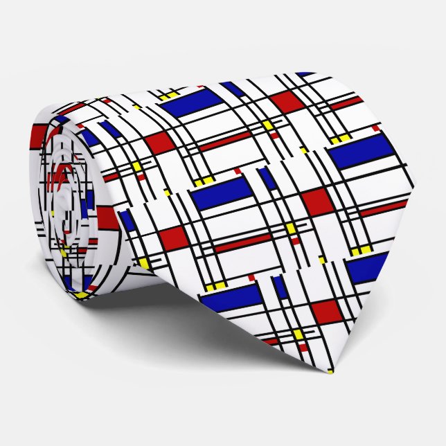 Piet Mondrian ,“ Composition No.10 ” Neck Tie (Rolled)