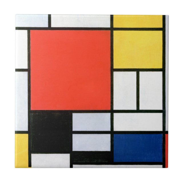 Piet Mondrian Composition Red Yellow Blue Black Ceramic Tile (Front)