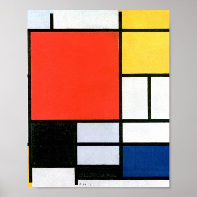 Piet Mondrian Composition Red Yellow Blue Black Poster (Front)