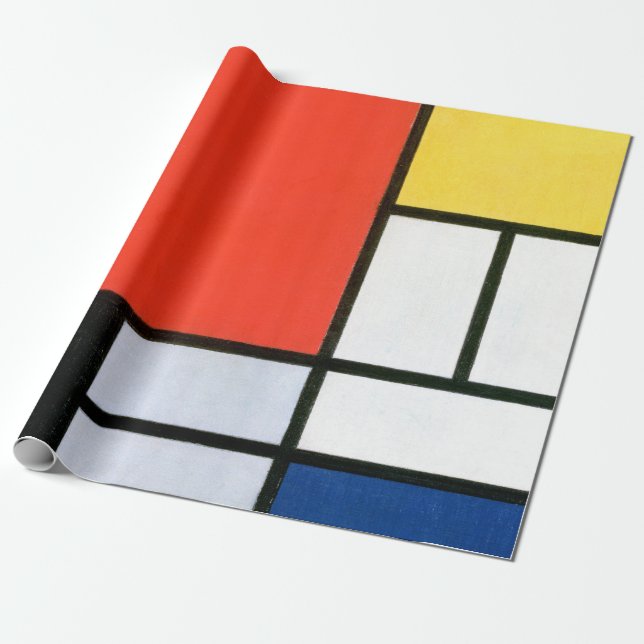 Piet Mondrian Composition Red Yellow Blue Black Wrapping Paper (Unrolled)