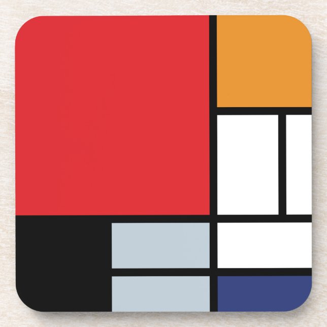 Piet Mondrian - Composition with Large Red Plane Beverage Coaster (Front)