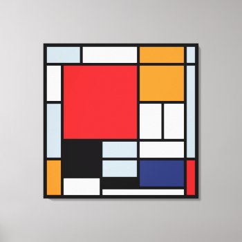 Piet Mondrian - Composition With Large Red Plane Canvas Print by ArtLoversCafe at Zazzle