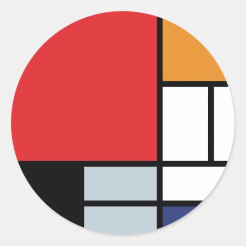 Piet Mondrian _ Composition with Large Red Plane Classic Round Sticker