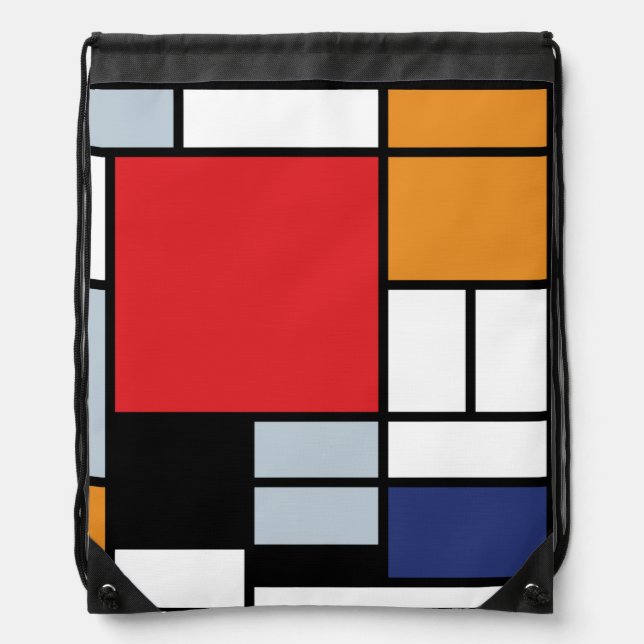 Piet Mondrian - Composition with Large Red Plane Drawstring Bag (Front)