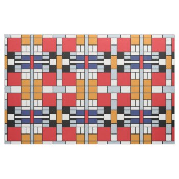 Piet Mondrian - Composition With Large Red Plane Fabric by ArtLoversCafe at Zazzle