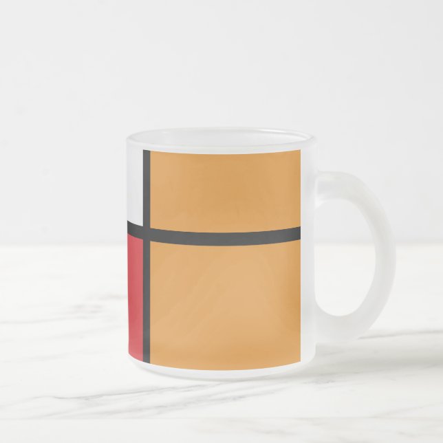Piet Mondrian - Composition with Large Red Plane Frosted Glass Coffee Mug (Right)