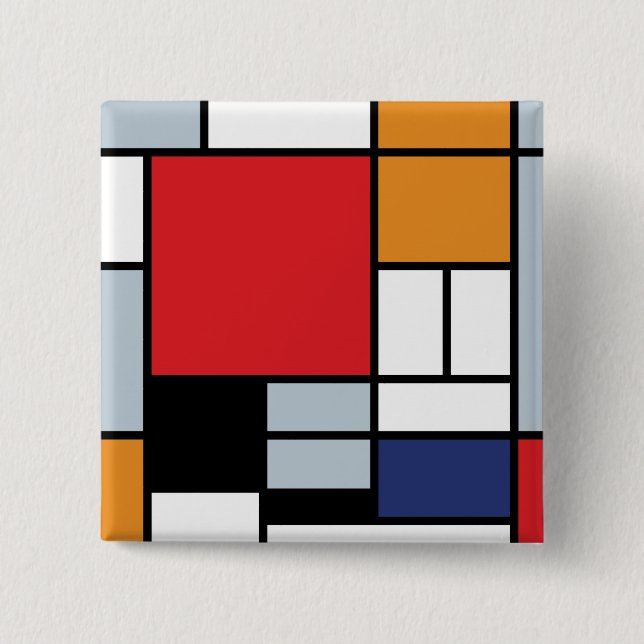 Piet Mondrian - Composition with Large Red Plane Pinback Button (Front)