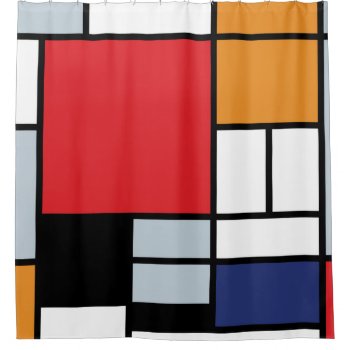 Piet Mondrian - Composition With Large Red Plane Shower Curtain by ArtLoversCafe at Zazzle