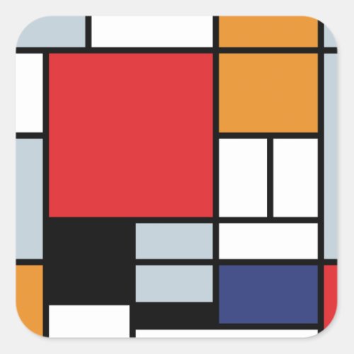 Piet Mondrian _ Composition with Large Red Plane Square Sticker