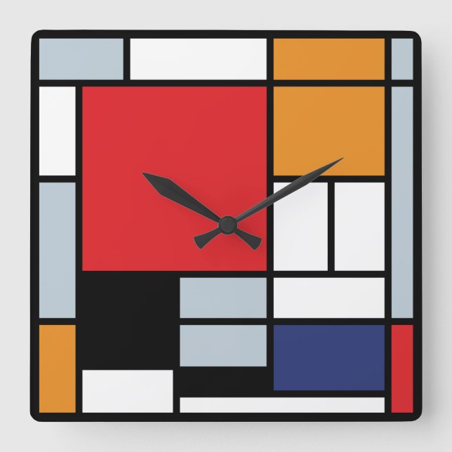 Piet Mondrian - Composition with Large Red Plane Square Wall Clock (Front)