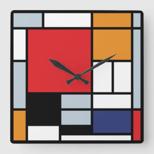 Piet Mondrian - Composition with Large Red Plane Square Wall Clock