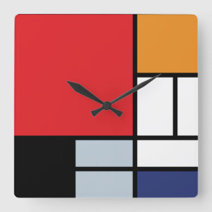 Piet Mondrian - Composition with Large Red Plane Square Wall Clock