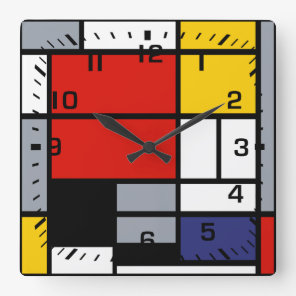 Piet Mondrian, Composition with Large Red Plane Square Wall Clock