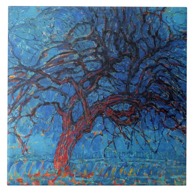 Piet Mondrian, Evening: Red Tree Ceramic Tile (Front)