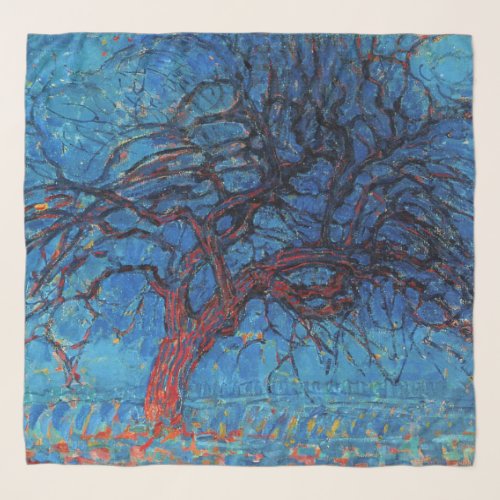 Piet Mondrian Evening Red Tree Scarf