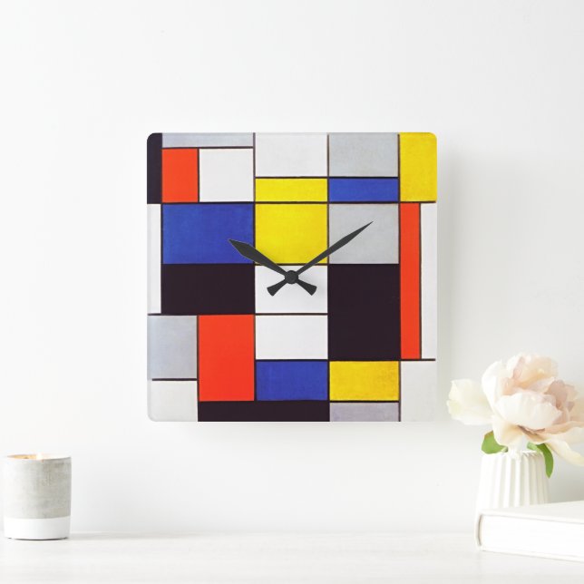 Piet Mondrian Geometric Grid Modern Wall Clock (Home)