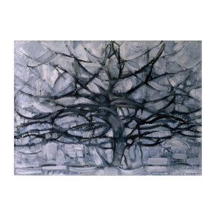 Piet Mondrian Gray Tree Acrylic Art