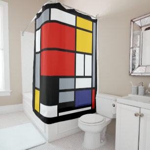 Piet Mondrian, Large Composition with Red Plane Shower Curtain
