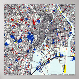Piet Mondrian map of Tokyo Poster