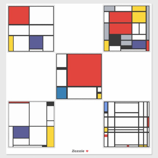 Piet Mondrian Modern Art Paintings Sticker (Sheet)
