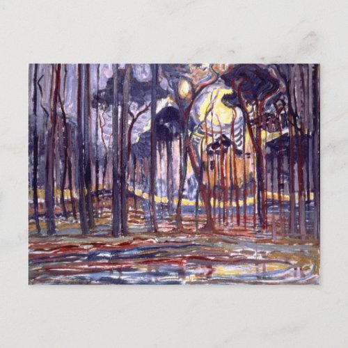 Piet Mondrian painting Forest Postcard