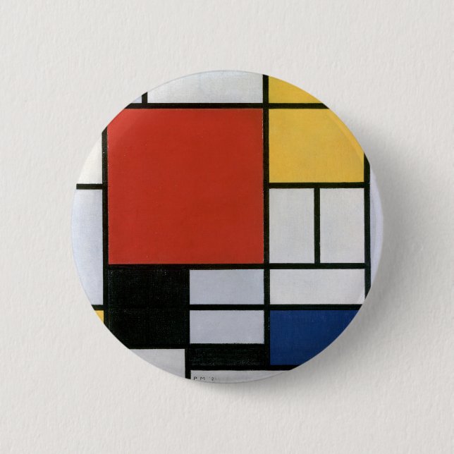 Piet Mondrian Red Blue Yellow Abstract Art Button (Front)