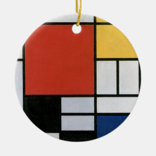 Piet Mondrian Red Blue Yellow Abstract Art Ceramic Ornament