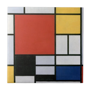 Piet Mondrian Red Blue Yellow Abstract Art Ceramic Tile