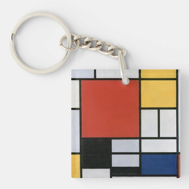 Piet Mondrian Red Blue Yellow Abstract Art Keychain (Front)