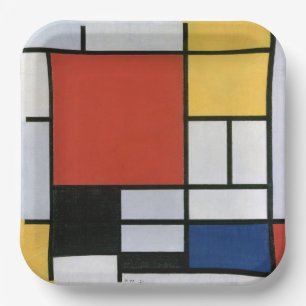Piet Mondrian Red Blue Yellow Abstract Art Paper Plates