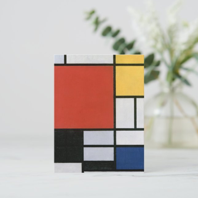 Piet Mondrian Red Blue Yellow Abstract Art Postcard (Standing Front)