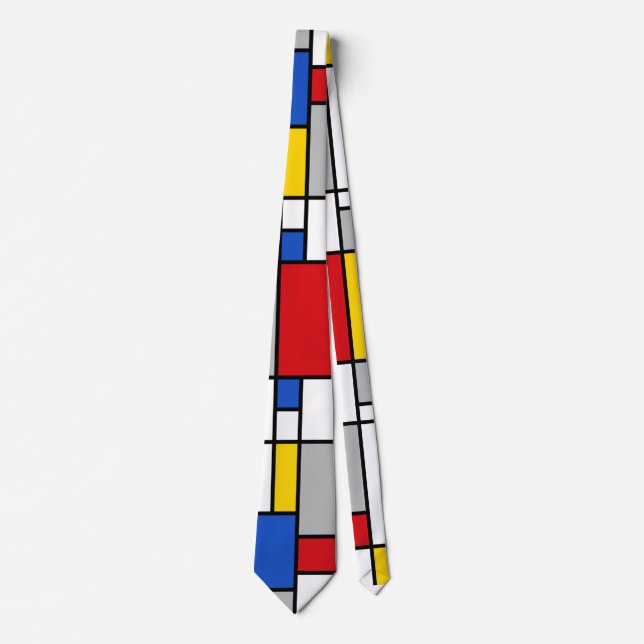 Piet Mondrian Retro Geometric Shapes Abstract Art Neck Tie (Front)