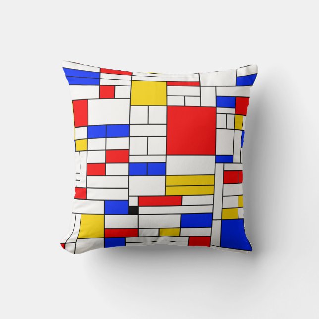 Piet Mondrian Style Abstract Art Throw Pillow (Front)