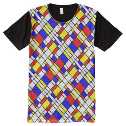 Piet Mondrian Style Red Yellow Blue White Elegant All-Over-Print Shirt