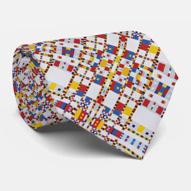 piet mondrian , victory.boogie-woogie neck tie (Rolled)