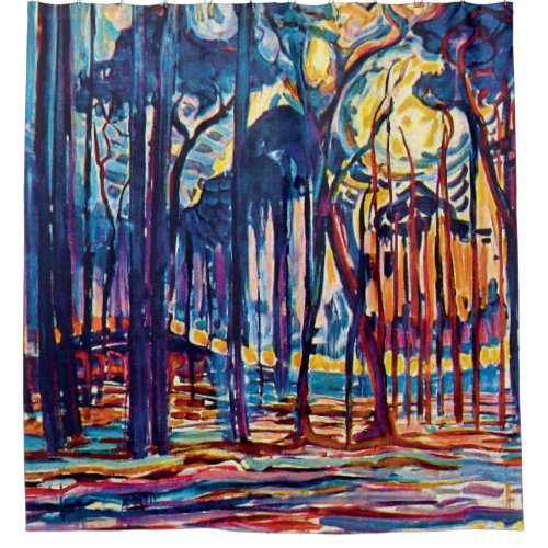 Piet Mondrian _ Woods Near Oele Fine Art Painting Shower Curtain