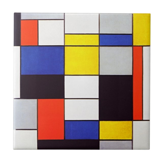 Piet Mondrian's Composition A - Digitally Enhanced Ceramic Tile (Front)