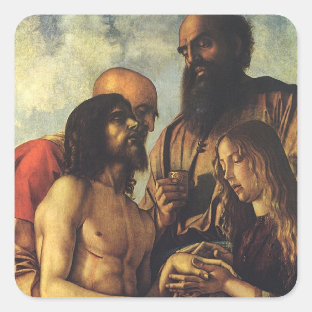 Pieta by Giovanni Bellini, Renaissance Fine Art Square Sticker (Front)
