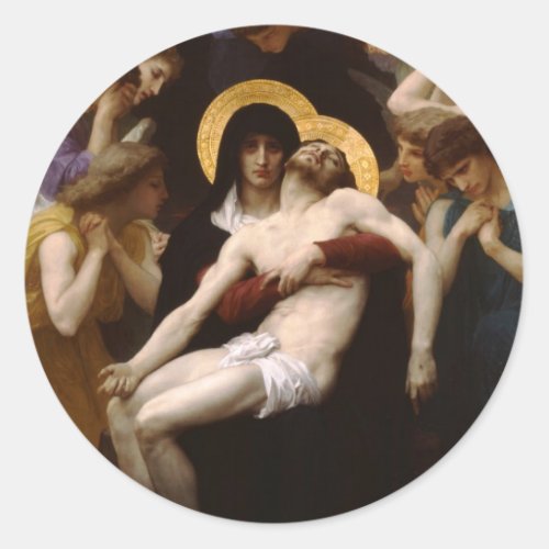 pieta Jesus Christ and Virgin  Classic Round Sticker