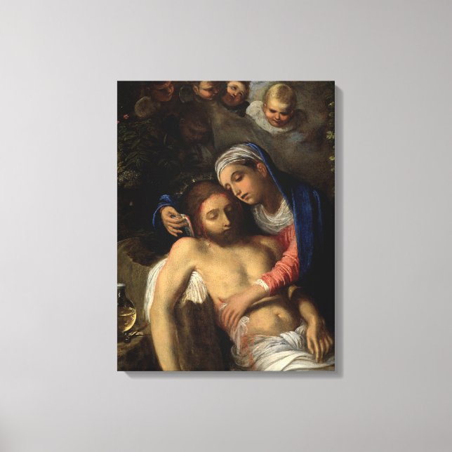Pietà (Mary and Jesus) (by Adam Elsheimer) Canvas Print (Front)