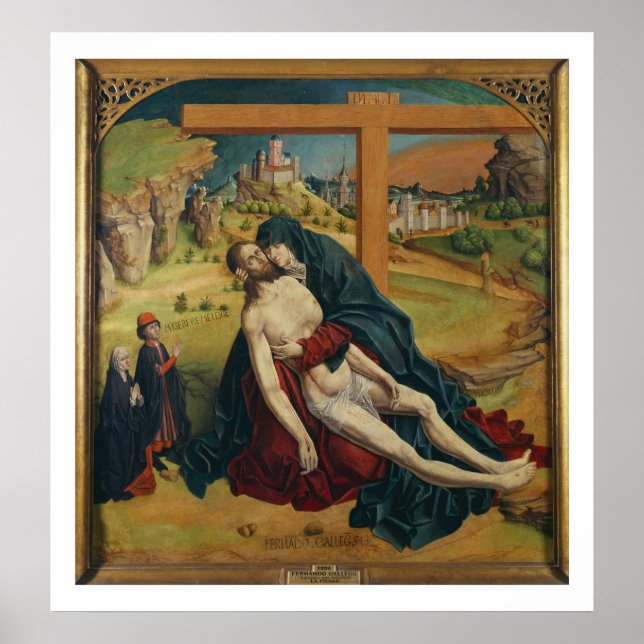 Pieta with Two Donors (oil on panel) Poster (Front)