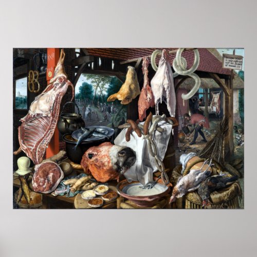 Pieter Aertsen A Meat Stall with the Holy Family Poster