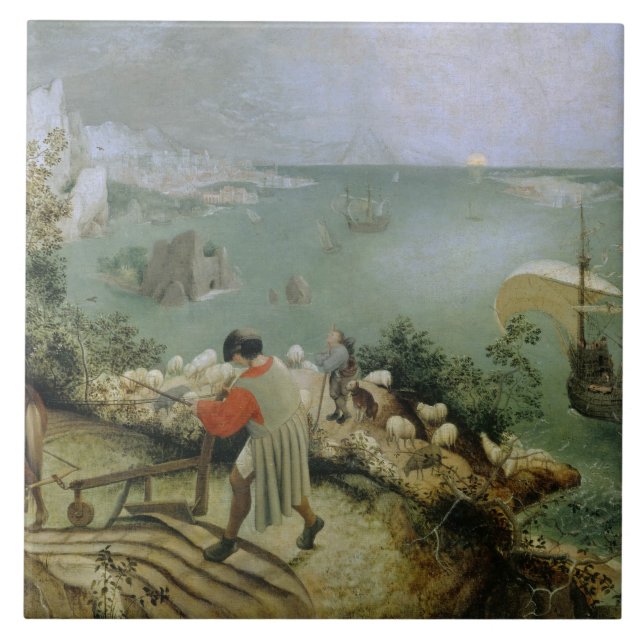 Pieter Bruegel the Elder -Landscape Fall of Icarus Ceramic Tile (Front)
