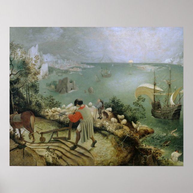 Pieter Bruegel the Elder -Landscape Fall of Icarus Poster (Front)