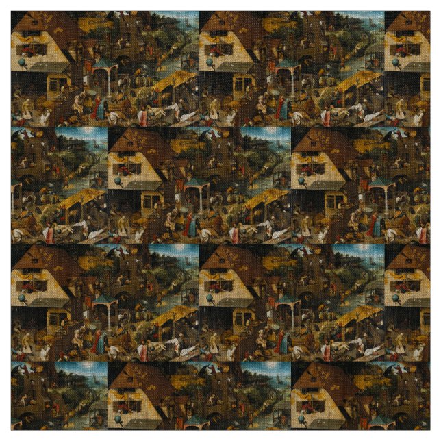 Pieter Bruegel the Elder - The Dutch Proverbs Fabric (Swatch)