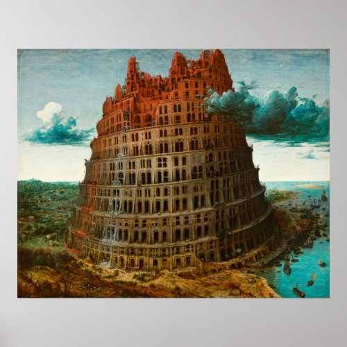 PIETER BRUEGEL _ The little tower of Babel 1563 Poster