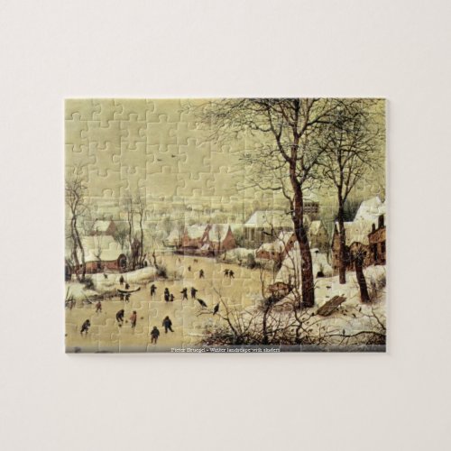 Pieter Bruegel _ Winter landscape with skaters Jigsaw Puzzle