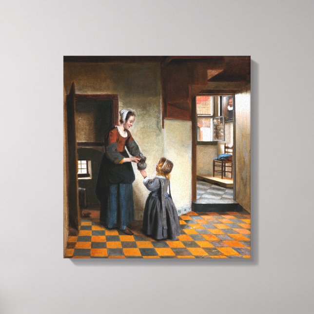 Pieter de Hooch A Woman with a Child in a Pantry Canvas Print (Front)