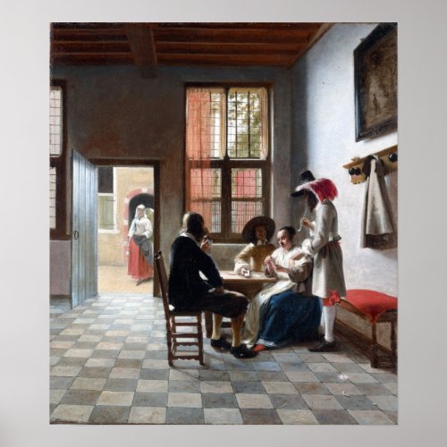 Pieter de Hooch Card Players in a Sunlit Room Poster