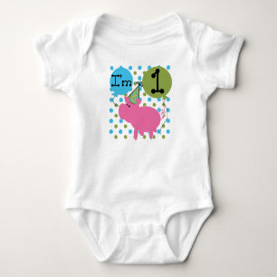 Pig 1st Birthday Baby Bodysuit